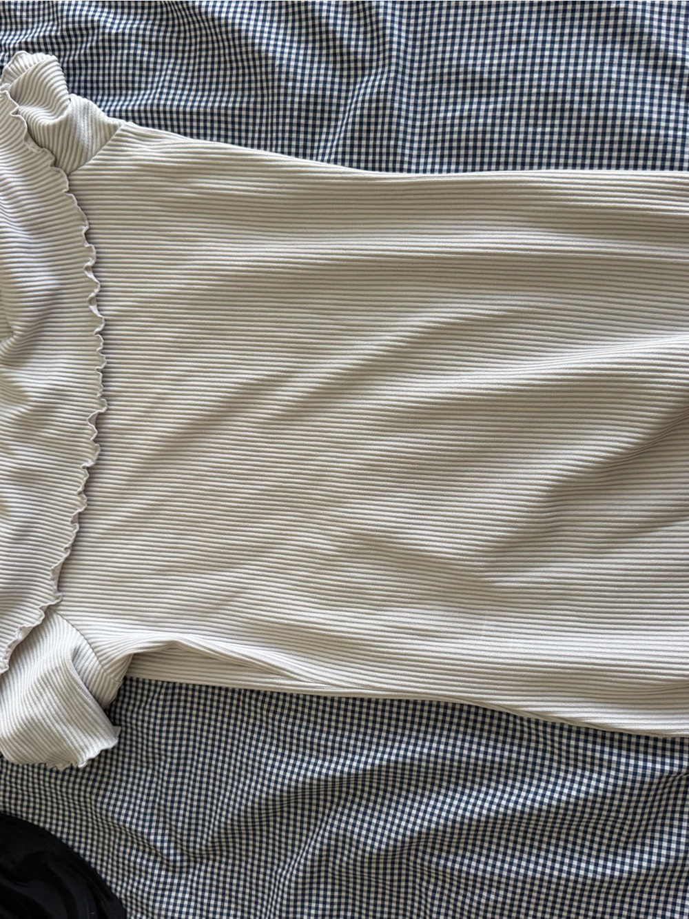 H&M Ribbed Off-Shoulder Top in Light Beige